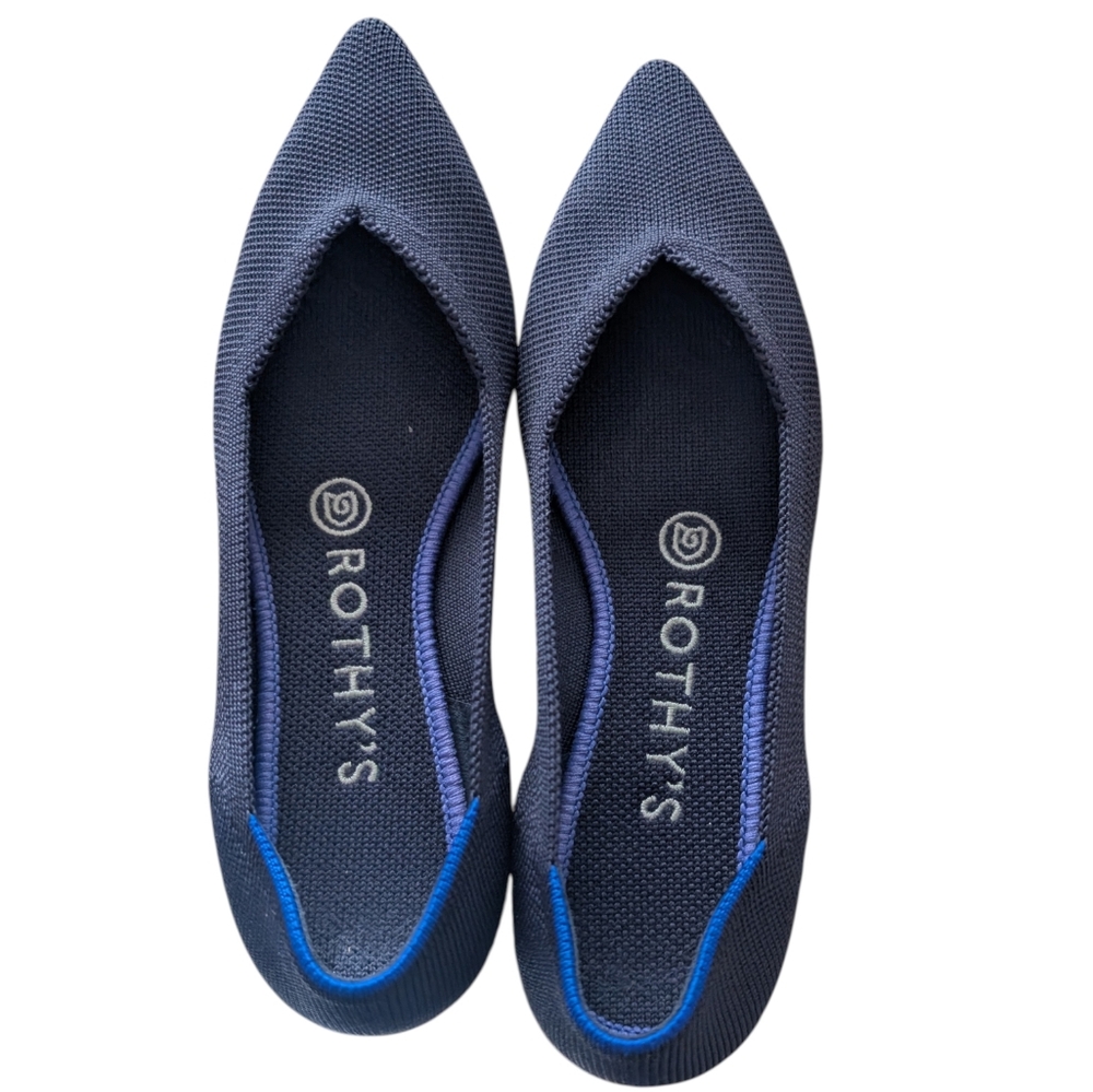 Rothy's Navy Blue Pointed Toe Flats Sz 6.5